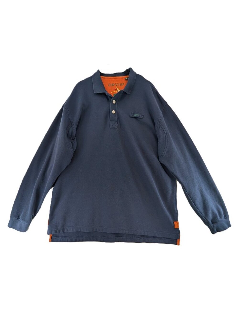 Orvis Polo Shirt Mens XL Tall Heavy Pique Pullover Fishing Fly Embroidery Navy